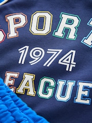Little Bird by Jools Oliver Blue Rainbow Sports League Sweatshirt and Shorts Set - Image 5 of 8