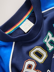 Little Bird by Jools Oliver Blue Rainbow Sports League Sweatshirt and Shorts Set - Image 8 of 8