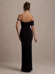 Club L London Black Alonza Twisted Bardot Maxi Dress - Image 2 of 6