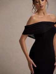 Club L London Black Alonza Twisted Bardot Maxi Dress - Image 4 of 6