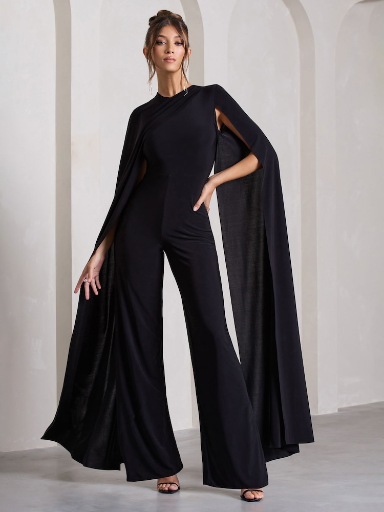 Club L London – Harley – Jumpsuit mit geradem Bein und Cape-Ärmeln - Bild 2 von 5 Club L London – Harley – Jumpsuit mit geradem Bein und Cape-Ärmeln - Bild 2 von 5