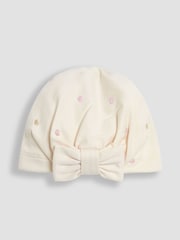 JoJo Maman Bébé Cream Heart Turban 100% Cotton Hat - Image 1 of 3