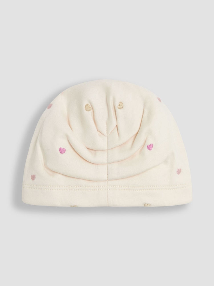 JoJo Maman Bébé Cream Heart Turban 100% Cotton Hat - Image 2 of 3