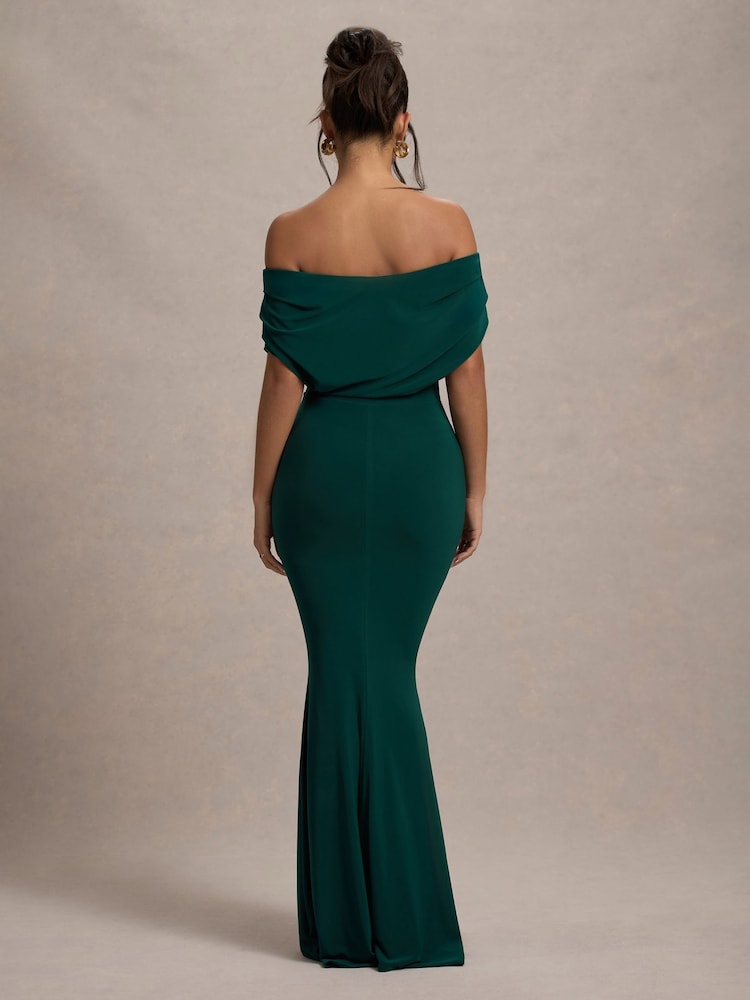 Club L London Green Bowden Bardot Maxi Dress - Image 4 of 6