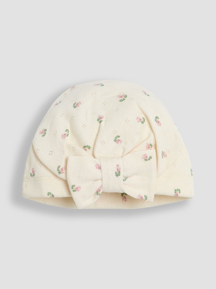 Gorro estilo turbante de algodón 100% con estampado floral de JoJo Maman Bébé - Imagen 1 de 3