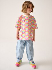 Little Bird by Jools Oliver Pink Oversized Rainbow Short Sleeve 100% Cotton T-Shirts 2 Pack - Image 4 of 17