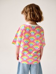 Little Bird by Jools Oliver Pink Oversized Rainbow Short Sleeve 100% Cotton T-Shirts 2 Pack - Image 6 of 17