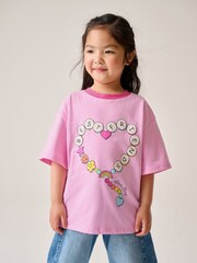 Little Bird by Jools Oliver Pink Oversized Rainbow Short Sleeve 100% Cotton T-Shirts 2 Pack - Image 7 of 17