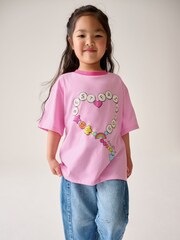 Little Bird by Jools Oliver Pink Oversized Rainbow Short Sleeve 100% Cotton T-Shirts 2 Pack - Image 8 of 17