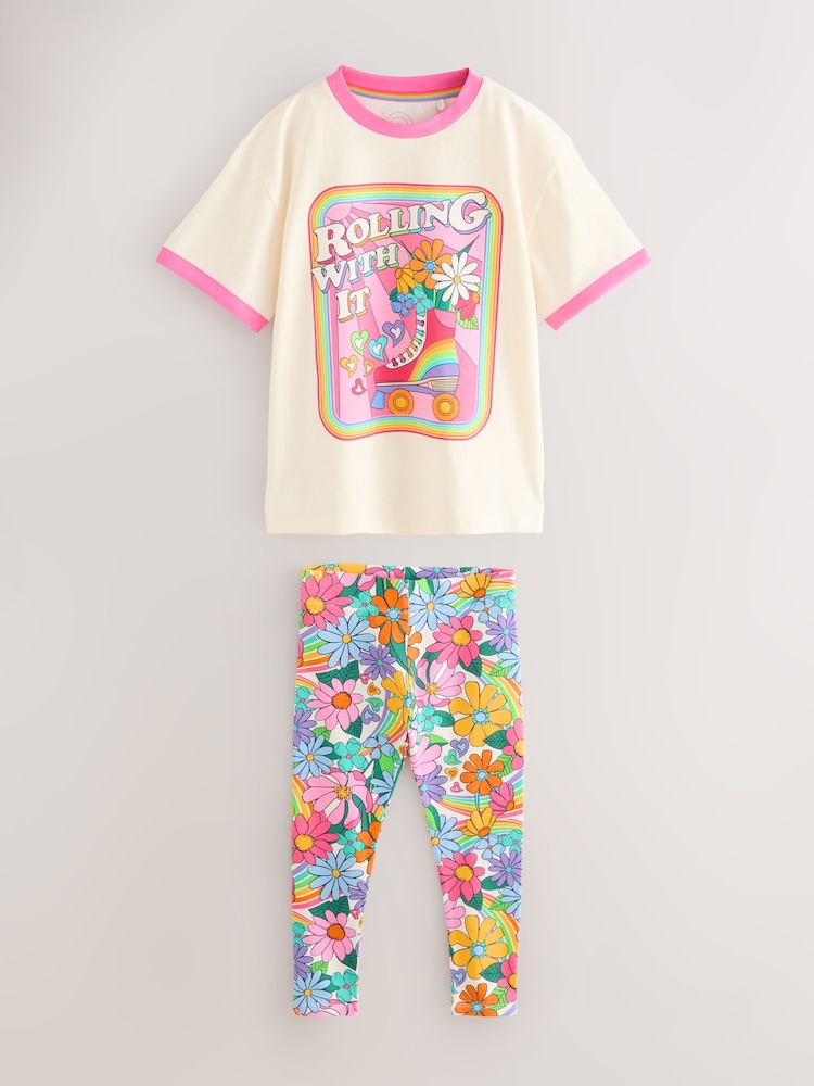 Little Bird by Jools Oliver Rainbow T-Shirt and Leggings Set - صورة 1 من 5