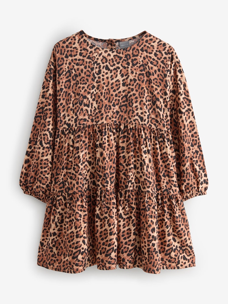 Tan Brown Maxi Waist All Over Animal Printed Dress - Image 1 of 1