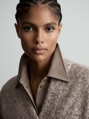 Reiss Neutral Nova Cashmere-Blend Bouclé V-Neck Jumper - Image 3 of 9