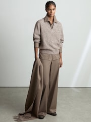 Reiss Neutral Nova Cashmere-Blend Bouclé V-Neck Jumper - Image 4 of 9