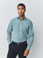 Verde espuma de mar - Corte slim - Camisa con diseño texturizado y ribeteado de fácil cuidado - Imagen 1 de 7