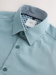 Verde espuma de mar - Corte slim - Camisa con diseño texturizado y ribeteado de fácil cuidado - Imagen 7 de 7