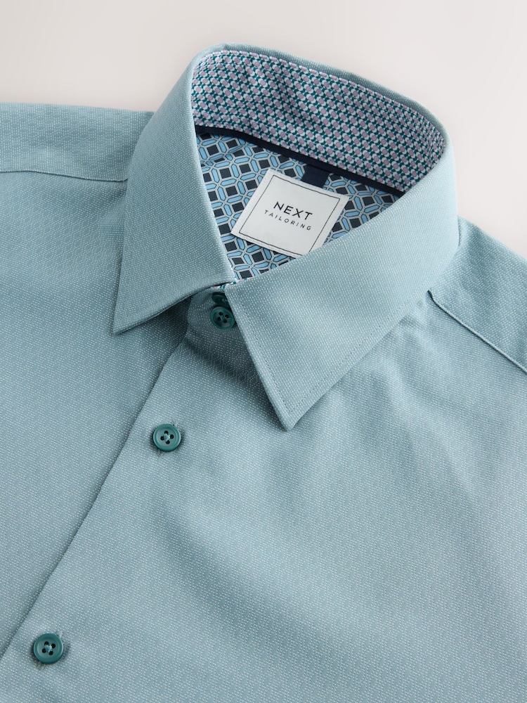 Verde espuma de mar - Corte slim - Camisa con diseño texturizado y ribeteado de fácil cuidado - Imagen 7 de 7
