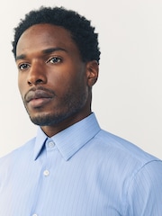 Blue Stripe Muscle Fit Motionflex Textured Shirt - Image 4 of 8