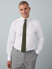 White/Green Dot Slim Fit Occasion Shirt And Tie - Image 1 of 6