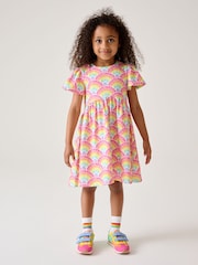 Little Bird by Jools Oliver Multi Ditsy Heart Sweat Skater Dress - Image 3 of 4