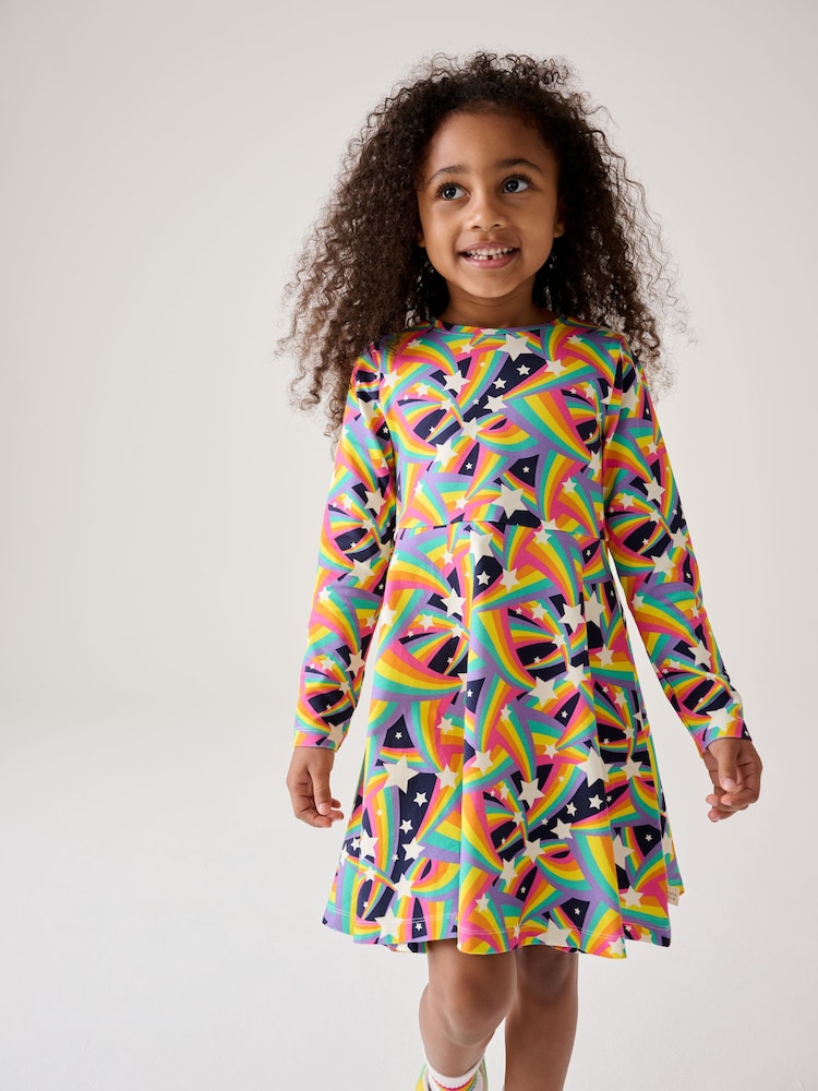 Little Bird by Jools Oliver Shooting Star Rainbow Long Sleeve Skater Dress - Image 1 of 7 Little Bird by Jools Oliver Shooting Star Rainbow Long Sleeve Skater Dress - Image 1 of 7