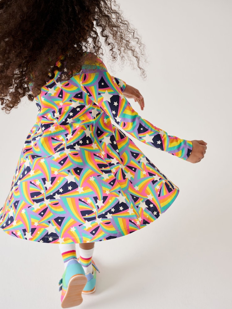 Little Bird by Jools Oliver Shooting Star Rainbow Long Sleeve Skater Dress - Image 2 of 7 Little Bird by Jools Oliver Shooting Star Rainbow Long Sleeve Skater Dress - Image 2 of 7