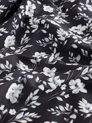 Black/White Floral Regular Fit Printed Long Sleeve Single Cuff Formal Shirt - Image 8 of 9
