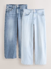 Weiß/Blau - Jeans mit weitem Bein aus 100 % Baumwolle im 2er-Pack - Bild 1 von 1