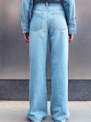 White/Blue Wide Leg 100% Cotton Jeans 2 Pack - Image 4 of 11