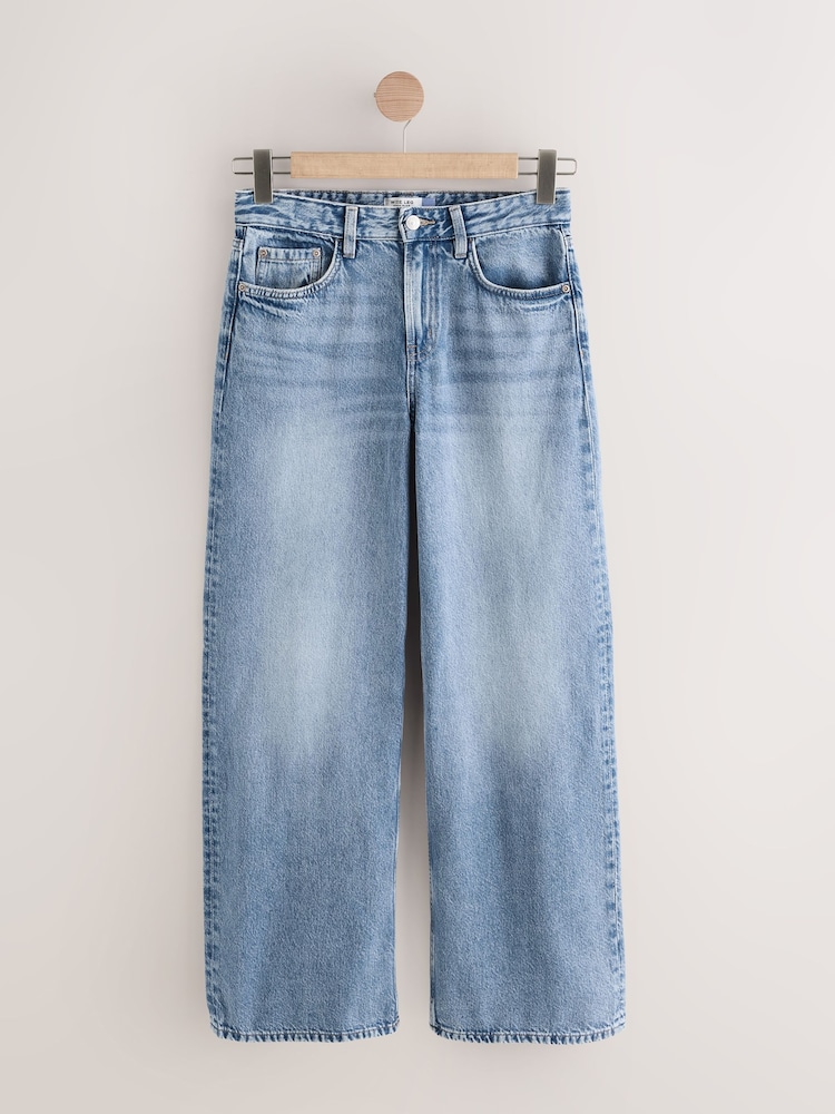 White/Blue Wide Leg 100% Cotton Jeans 2 Pack - Image 6 of 11
