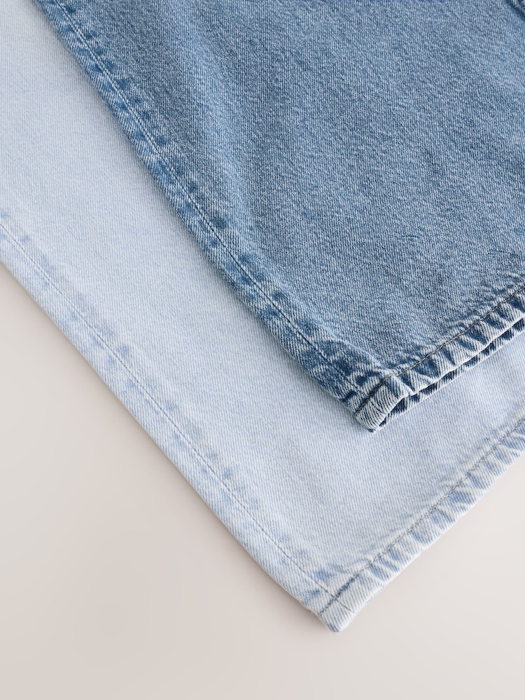 White/Blue Wide Leg 100% Cotton Jeans 2 Pack - Image 9 of 11