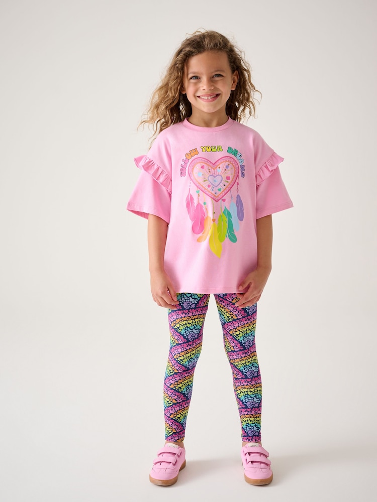 Little Bird by Jools Oliver Pink Rainbow T-Shirt and Leggings Set - Image 1 of 9 Little Bird by Jools Oliver Pink Rainbow T-Shirt and Leggings Set - Image 1 of 9