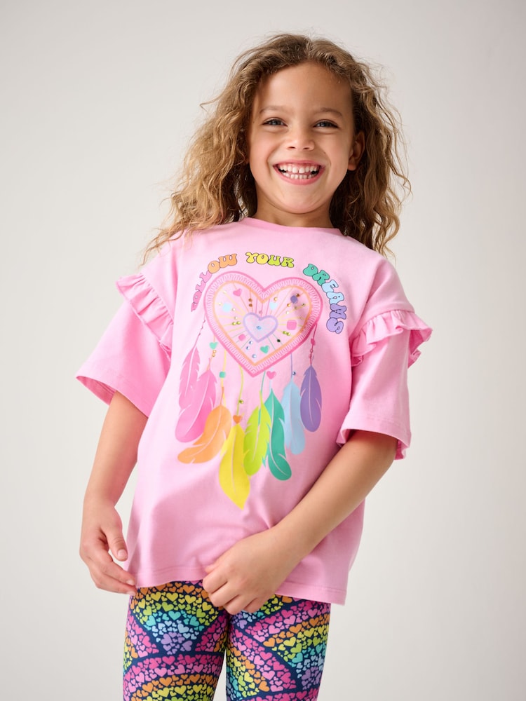 Little Bird by Jools Oliver Pink Rainbow T-Shirt and Leggings Set - Image 2 of 9 Little Bird by Jools Oliver Pink Rainbow T-Shirt and Leggings Set - Image 2 of 9