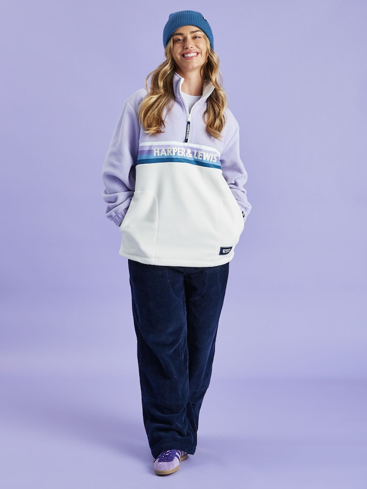 Harper & Lewis Purple Purple One Eighty Quarter Zip Fleece - Image 3 of 8