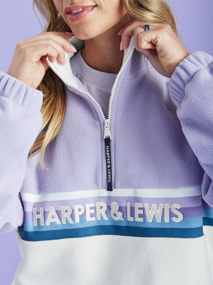 Harper & Lewis Purple Purple One Eighty Quarter Zip Fleece - Image 6 of 8