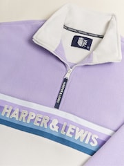 Harper & Lewis Purple Purple One Eighty Quarter Zip Fleece - Image 7 of 8