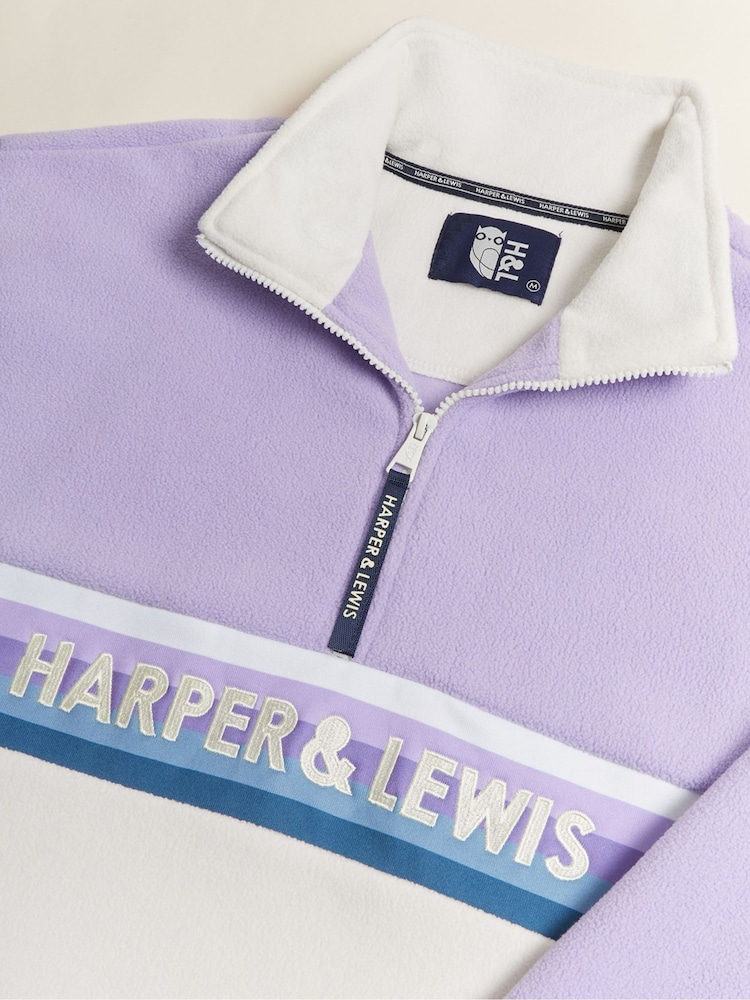 Harper & Lewis Purple Purple One Eighty Quarter Zip Fleece - Image 7 of 8