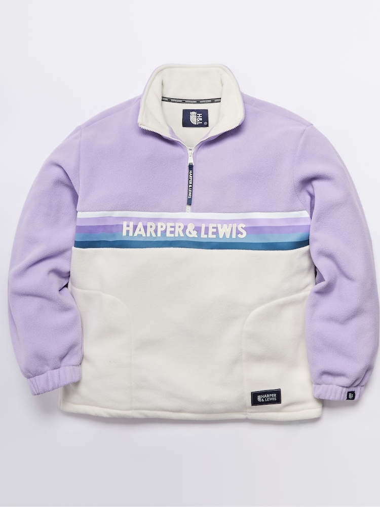 Harper & Lewis Purple Purple One Eighty Quarter Zip Fleece - Image 8 of 8