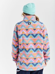 Harper & Lewis Red Red Raver Retro Pattern Quarter Zip Fleece - Image 6 of 7
