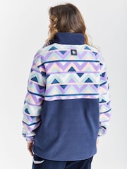 Harper & Lewis Blue Polar Retro Pattern Popper Neck Fleece - Image 2 of 8