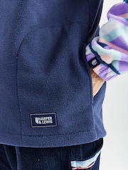 Harper & Lewis Blue Polar Retro Pattern Popper Neck Fleece - Image 7 of 8