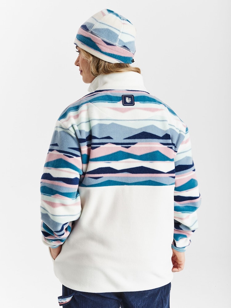 Harper & Lewis Cream Cream Bodie Retro Pattern Quarter Zip Fleece - Image 7 of 8