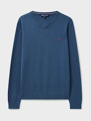 Crew Clothing Blue 100% Cotton V-Neck Sweatshirt - Image 5 of 5