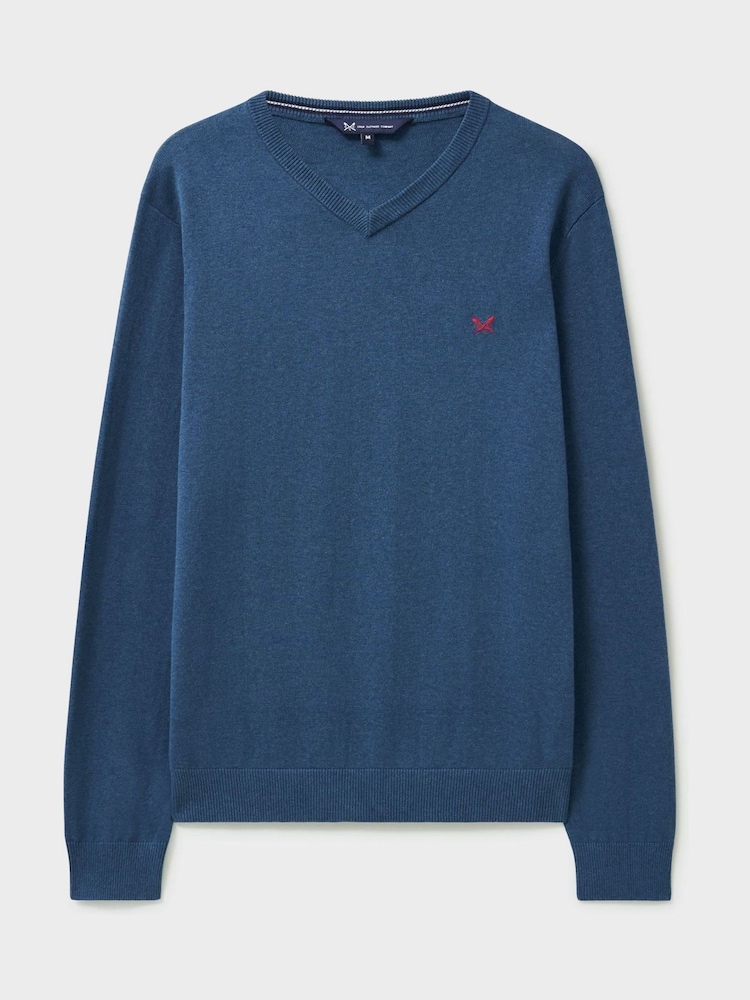 Crew Clothing Blue 100% Cotton V-Neck Sweatshirt - Image 5 of 5 Crew Clothing Blue 100% Cotton V-Neck Sweatshirt - Image 5 of 5