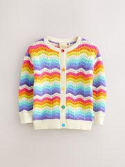Little Bird by Jools Oliver Multi 100% Cotton Wavy Stripe Knitted Cardigan - Image 1 of 6