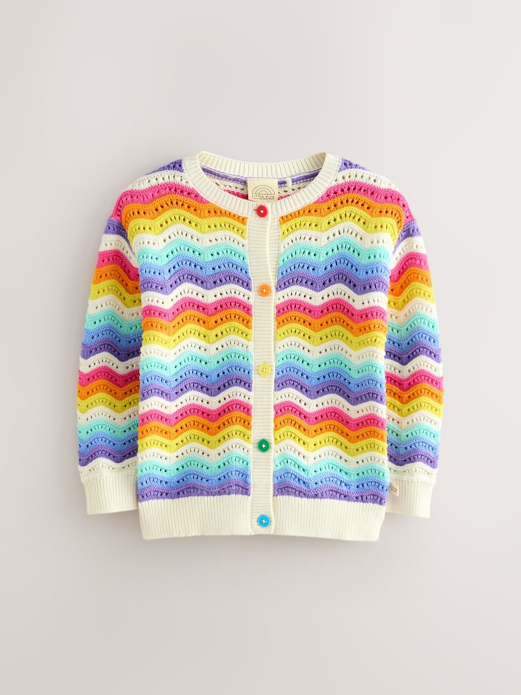 Little Bird by Jools Oliver Multi 100% Cotton Wavy Stripe Knitted Cardigan - Image 1 of 6