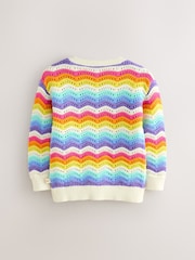 Little Bird by Jools Oliver Multi 100% Cotton Wavy Stripe Knitted Cardigan - Image 2 of 6