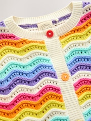 Little Bird by Jools Oliver Multi 100% Cotton Wavy Stripe Knitted Cardigan - Image 3 of 6