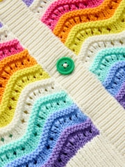 Little Bird by Jools Oliver Multi 100% Cotton Wavy Stripe Knitted Cardigan - Image 4 of 6