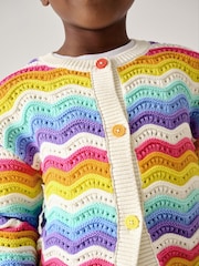 Little Bird by Jools Oliver Multi 100% Cotton Wavy Stripe Knitted Cardigan - Image 7 of 14