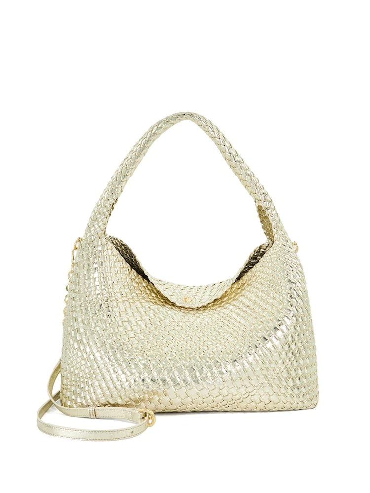 Dune London Gold Deliberate Large Woven Slouch Bag - Image 2 of 5